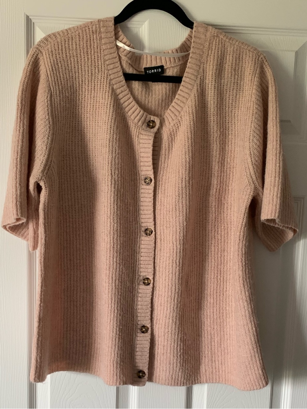torrid Blush Pink Short-Sleeve Button Cardigan
